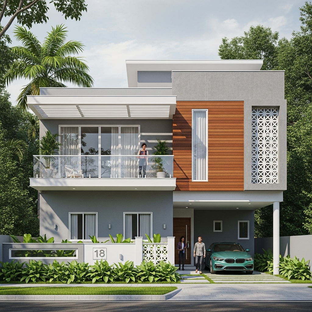 Triangle Concrete House on lake