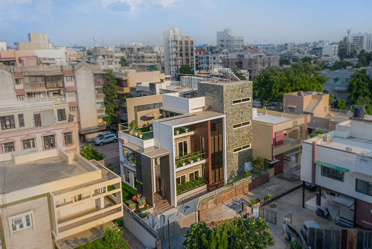 Triangle Concrete House on lake